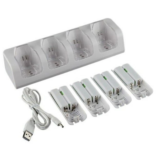 4 pilas recargables de 2800 mAh y base de carga de Wii Cell para accesorio de interruptor remoto de Wii