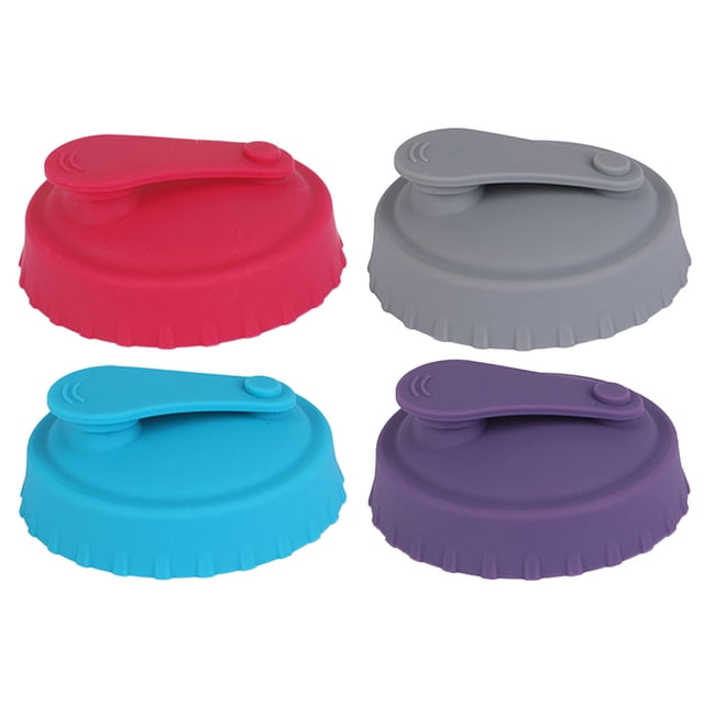 4 tapas de silicona reutilizables para latas de refresco.