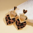 thumbnail image 5 of European and American Cross-Border Leopard Print Geometric Rhombus Heart Fan-Shaped Silver Needle Earrings Melad Retro Autumn Winter High-End Earrings, 5 of 8