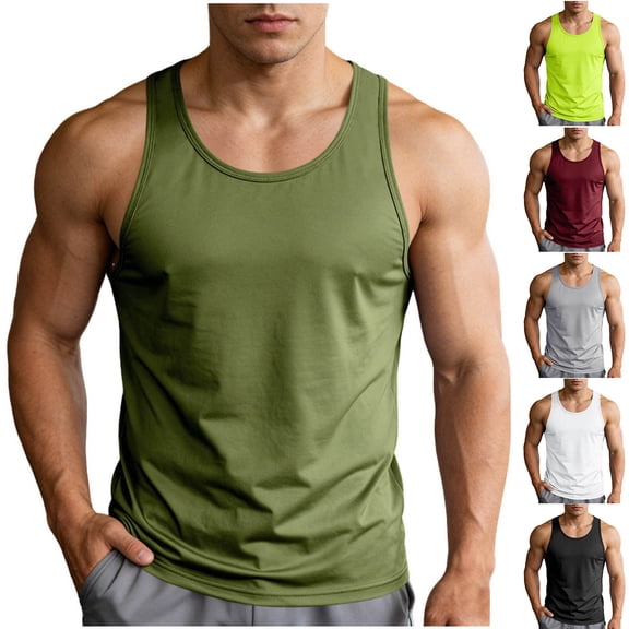 Juesizh Tank Tops Men Plus Size Fashion Breathable Tank Tops Athletic Summer Solid Color Sleeveless Muscle Shirts, S-3XL