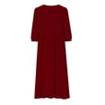thumbnail image 5 of Fewfanhot Dresses for Women Casual Comfy Cotton Crew Neck 3/4 Sleeve Tunic Beach Long Dresses, 5 of 9
