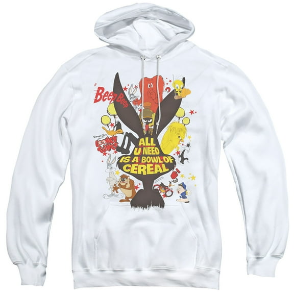 Looney Tunes Cereal Adult Pullover Hoodie Sweatshirt White