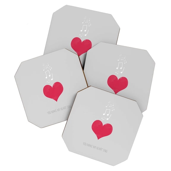 Society6 Allyson Johnson You Make My Heart Sing Coasters Set of 4