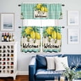 thumbnail image 2 of Summer Lemon Kitchen Curtains Sets for Windows 24 Inch Length, Spring Bees Turquoise Plaid Rod Pocket Window Treatments Tier Curtains and Valances Set for Bedroom/Bathroom, 2 of 8