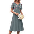 thumbnail image 4 of Fantaslook Pleated Summer Dresses for Women Short Sleeve A Line Midi Dress Flowy Floral Sundress Casual Dress with Pockets, 4 of 10