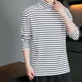 thumbnail image 4 of comerut Men Tops Striped Contrast Colors Long Sleeves Soft Turtleneck Keep Warm T-shirt High Collar Spring Tops Men Clothing, 4 of 8