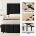 thumbnail image 3 of King Size Bed Frame with 4 Storage Drawers, Linen Upholstered Platform Bed Frame with Adjustable Headboard & Wooden Slats Support, Black, 3 of 6