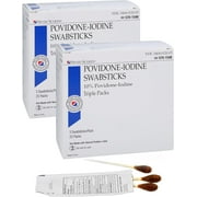 Henry Schein Prep Povidone-Iodine Swabsticks, Individually Packed, Sterile, 10% Povidone-Iodine Cotton Swabs, 25 Count (Pack of 2)
