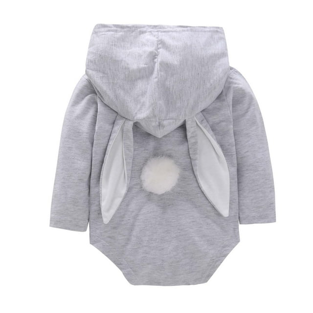 IROINID Savings Baby Bodysuit Long Sleeve Girls Spring Autumn Easter Cartoon Rabbit Ears Jumpsuit Baby Romper Clothing,Gray