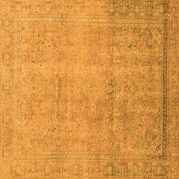 Ahgly Company Indoor Square Abstract Orange Modern Area Rugs, 8' Square