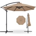 thumbnail image 1 of Parasol Déporté de 10 Pi pour Patio avec Base en Croix et Manivelle, Rotation à 360 Degrés Inclinaison Infinie, Résistant aux UV Ombrage Extérieur pour Terrasse Piscine Jardin Cour Arrière, Bleu Marine/rouge/gris/beige/beige, 1 of 7