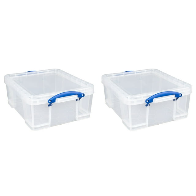 Really Useful Box 17L Storage Container w/ Lid & Clip Lock Handles (2 Pack)