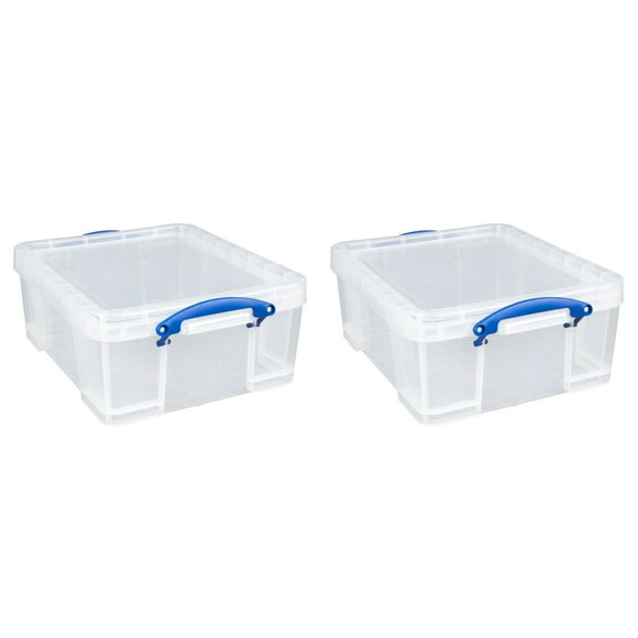 Really Useful Box 17L Storage Container w/ Lid & Clip Lock Handles (2 Pack)