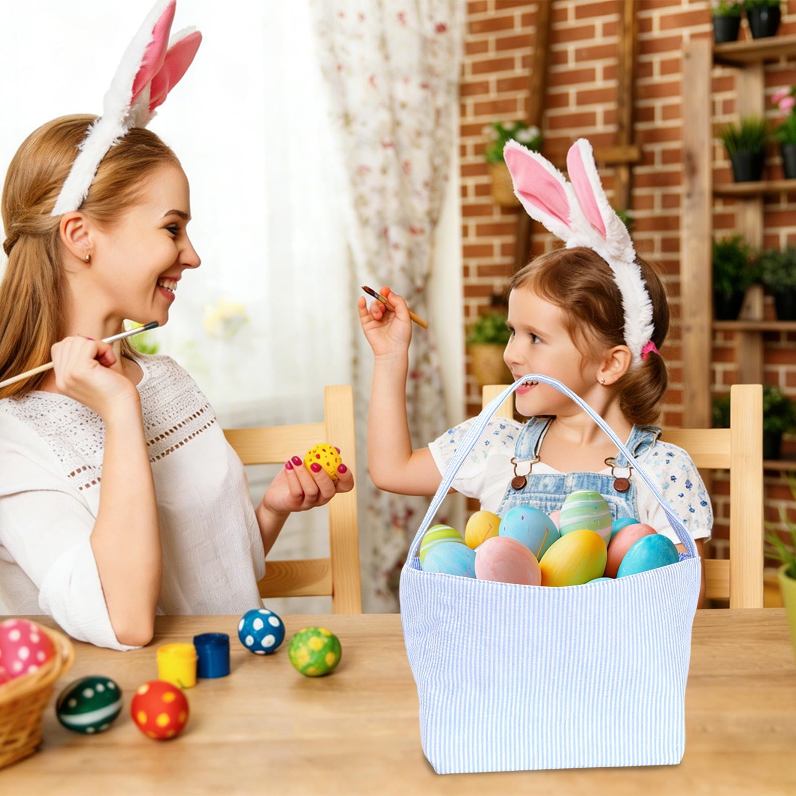 Easter Bunny Bag Children's Basket Bag Handheld Gift Canvas Bag Easter Basket Essentials