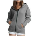 thumbnail image 5 of felwors Women's Zip Up Hoodies 2025 Oversized Sweatshirts Fashion Fall Hoodies Outfits with Pockets Long Sleeve Hooded Grey, XXL, 5 of 8