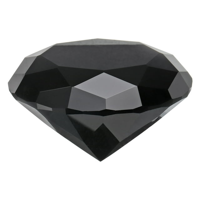 Pesa de papel de cristal claro en forma de diamante, 60 mm (2.4") diamante artificial para regalos de cumpleaños, fiestas y bodas (negro)