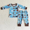 thumbnail image 2 of Ropa de dormir para niños, conjunto de camisa de Fuego Azul, pantalones, pijama de invierno, venta al por mayor, 2 of 4