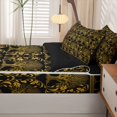 thumbnail image 5 of Homewish Black Gold Tree Of Life Zipper Full Size Comforter Sets with Fitted Sheet and 2 Pillowcases,Aztec Exotic Style Zipper Bedding Set,Black Reversible,4pcs, 5 of 8