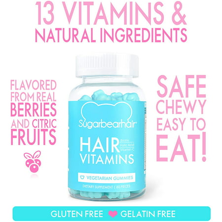 SugarBearHair Vitamins, Vegetarian Gummy Hair Vitamins with Biotin, Vitamin D, Vitamin B-12, Folic Acid, Vitamin A (1 Month (Best Hair Vitamins On The Market)