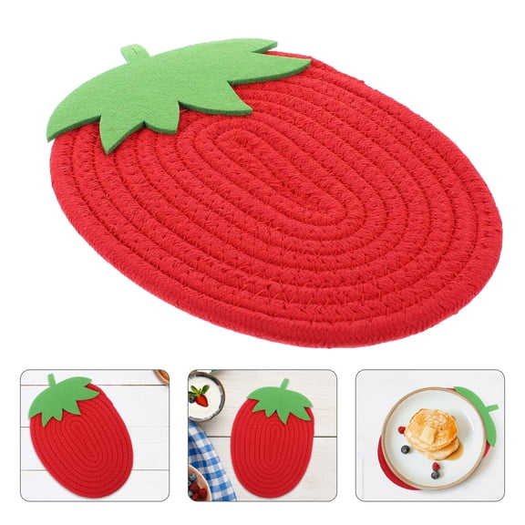 Pot Holders Cloth Trivets Strawberry Shaped Cotton Thread Kitchen Table Mats Hot Pads Heat Resistant Coasters for Cooking Table