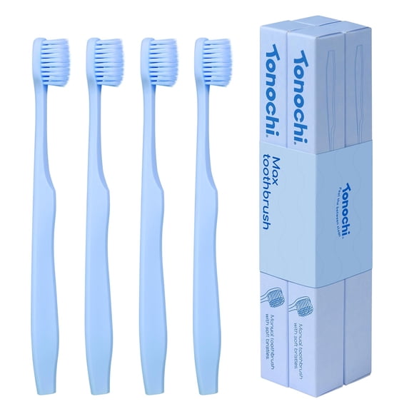 Cepillo de dientes Tonochi Max extra suave, cabezal ancho, paquete de 4