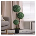 thumbnail image 2 of Artificial Boxwood Topiary Tree - 36 Inch Greenery, 3 Balls in Pot - Indoor Outdoor Home Office Wedding Decor, UV Resistant, No Maintenance, Stable Base, 2 of 9