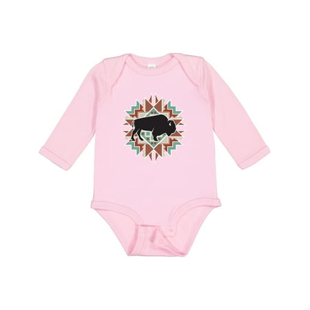 

Inktastic Buffalo Cute Western Pattern Gift Baby Boy or Baby Girl Long Sleeve Bodysuit