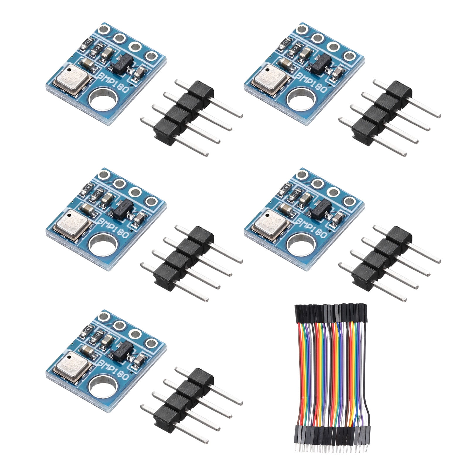 Uxcell 5 Pcs BMP180 Single Hole I2C IIC Atmospheric Pressure Sensor Module 3.3V High Precision Digital Barometric Pressure Altitude Sensor with Male to Female 40P Breadboard Jumper Wire