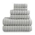 Mainstays Performance Textured Bath Towel 6Piece Set, Silver