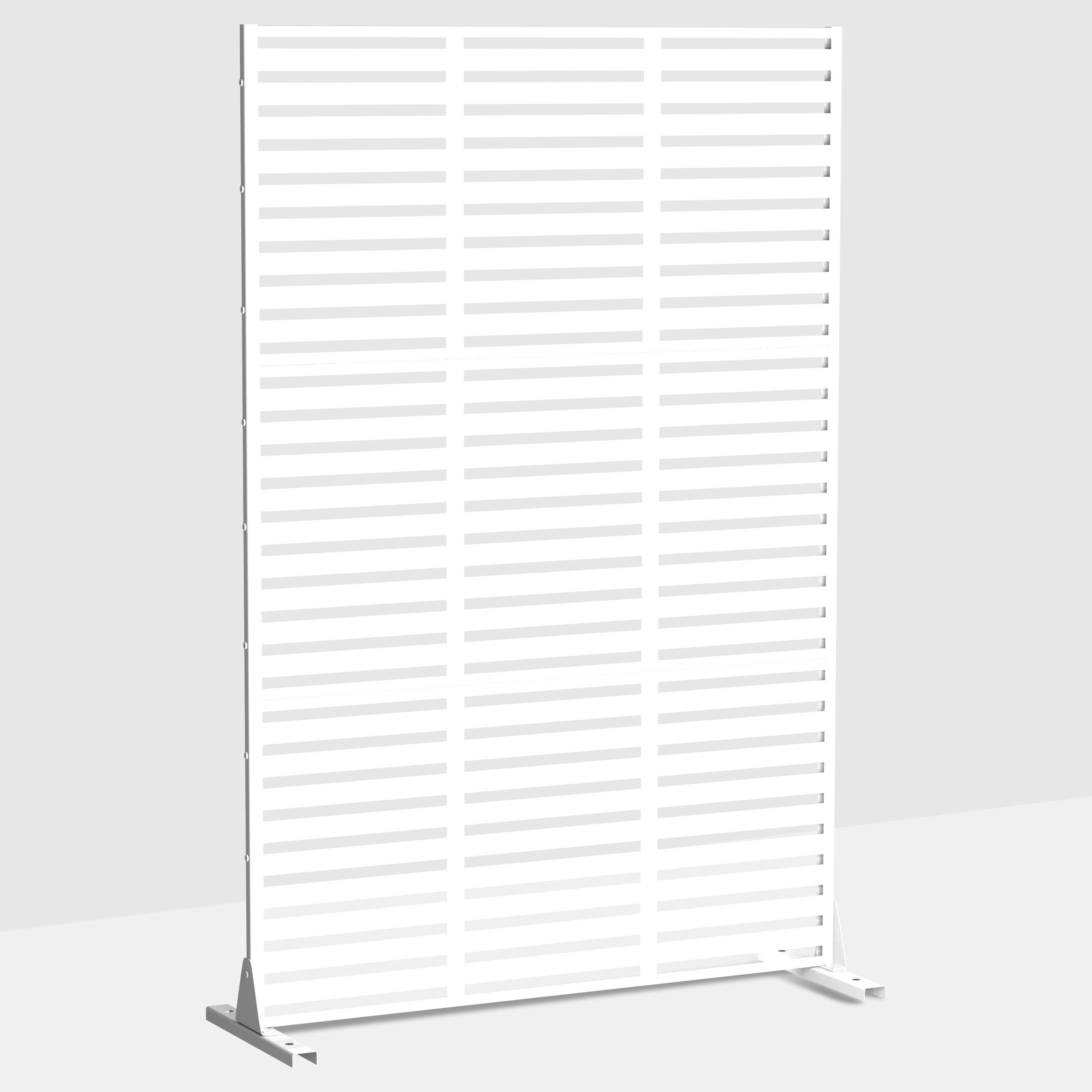 MAYEERTY 72 × 47in Outdoor Privacy Screen with Stand Metal Balcony Decorative Screen, White