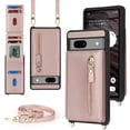 thumbnail image 2 of for Google Pixel 7a Case with Card Holder for Women,Pixel 7a Phone Case Wallet with Strap Credit Card Slots Crossbody with Kickstand Zipper Shockproof Case for Pixel 7a - Rose Gold, 2 of 13