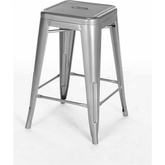 Interion 24""H Steel Counter Height Stool - Silver - 4/Pack