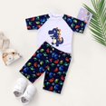 thumbnail image 2 of Swimsuit for Toddler Girl Boys Bathing Suit Letter Short Sleeve Dinosaur Swim Trunk Two Pieces Split Short Sleeve Swimwear, 2 of 8