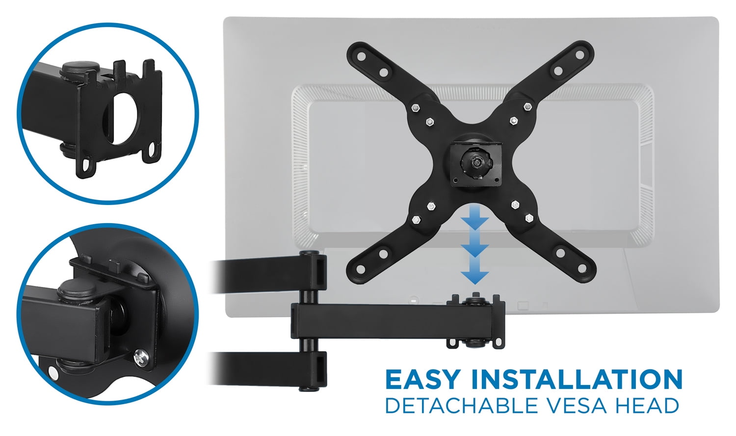 Mount-It! Full-Motion Tv Wall Mount, Long 15" Extension, Fits 17"-47" Tv's, Capacity 33 lbs.