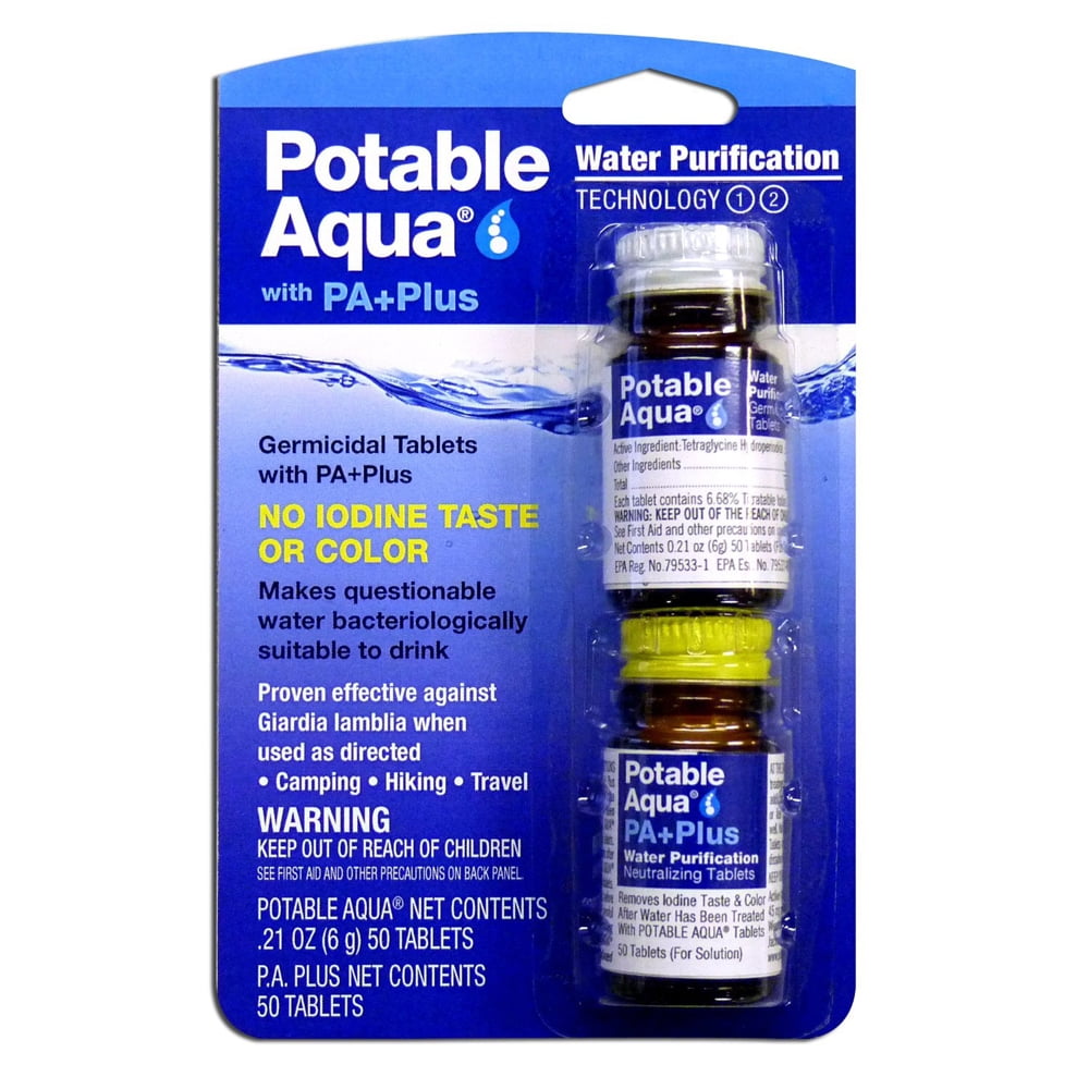 Potable Aqua Water Purification Tablets With Pa Plus 1 Kit Walmart