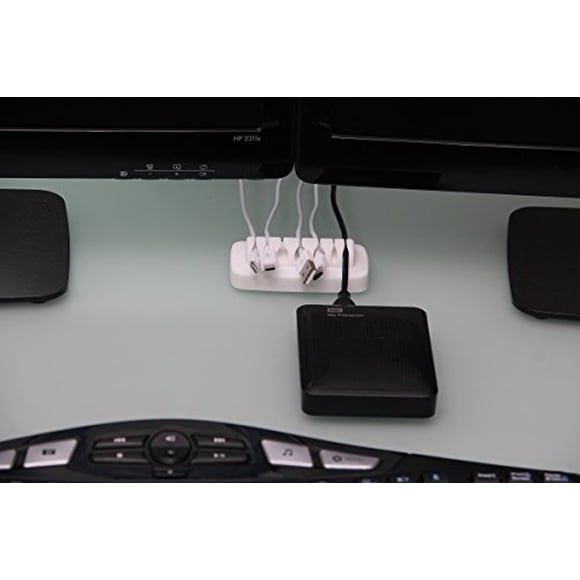 Organizador de cables ENVISIONED Soporte de cable y organizador de cables de escritorio compacto y pesado Blanco