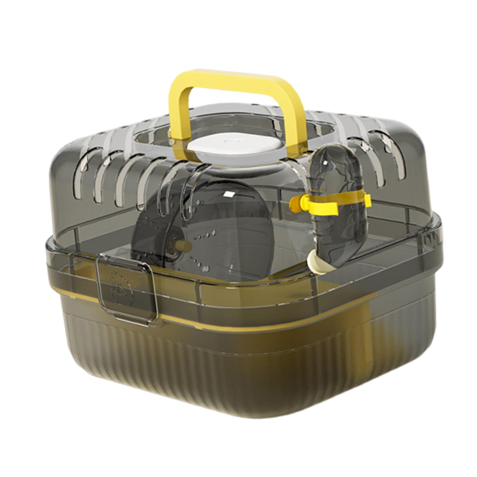 oshhni Hamster Cage with Water Bottle Breathable Carry Case for Rabbits Gerbils Rats yellow