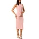 thumbnail image 4 of Conjunto de falda de 2 piezas de verano para mujer, conjunto de trabajo de negocios, chaleco sin mangas con botones y falda lápiz L color rosa polvo, 4 of 6