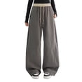 thumbnail image 2 of UACY Girls Sweatpants Bowknot Straight Leg Drawstring Baggy Jogger Pants Y2k Casual Open Bottom Athletic Trousers W/Pocket (Grey, 15-16 Years), 2 of 7