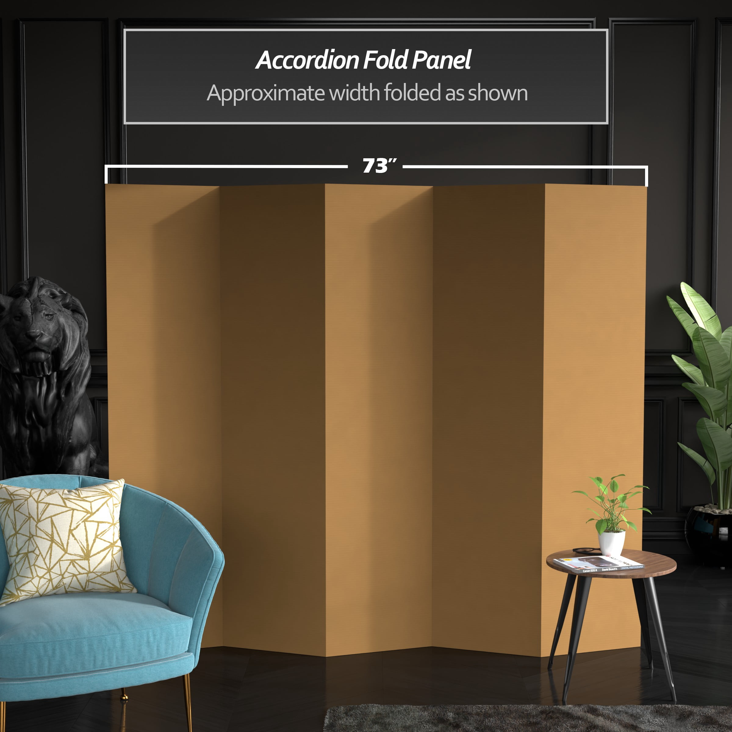 6 ft. Tall Plain Brown Cardboard Privacy Screen Room Divider - 5 Panel