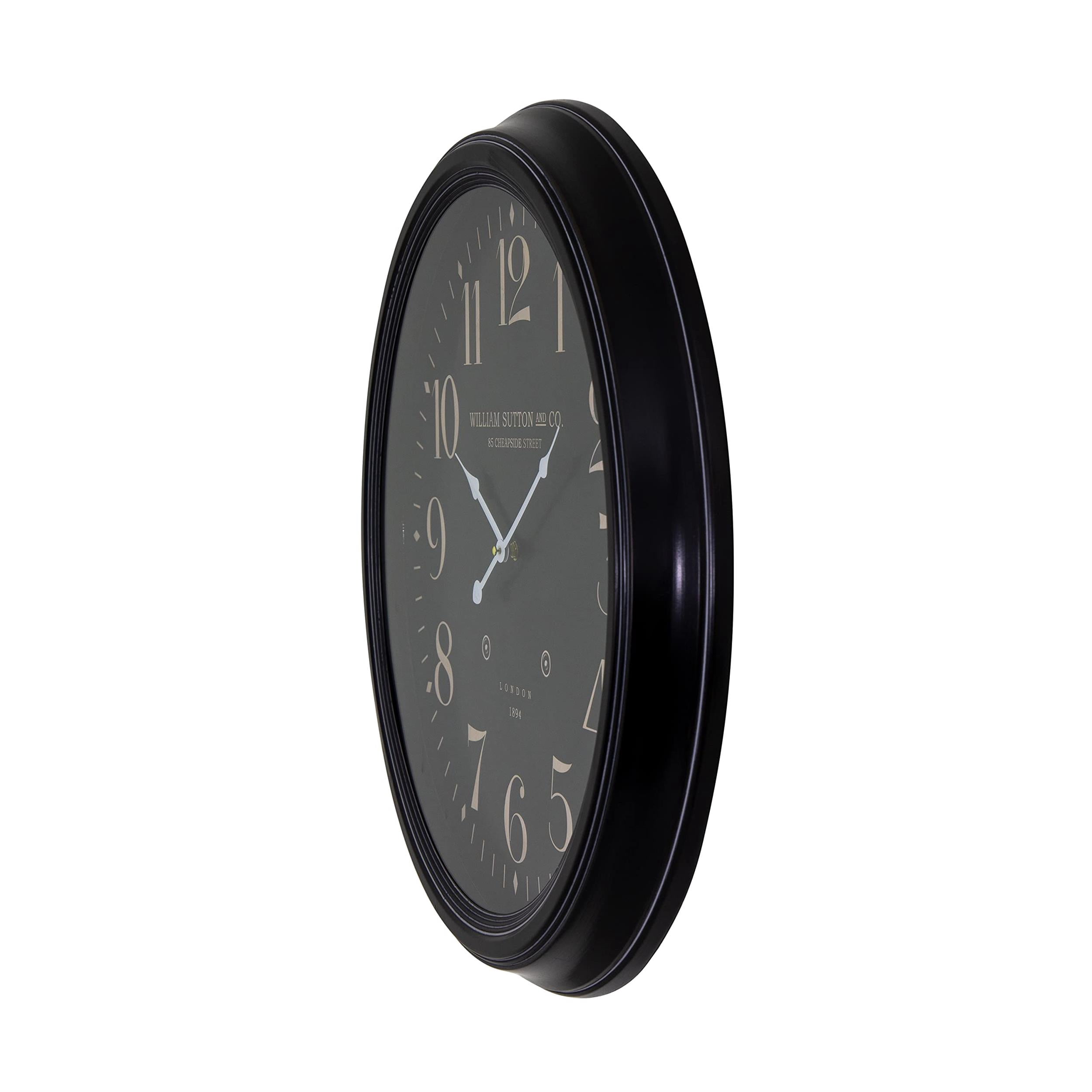 Yosemite Circular Iron Wall Clock Black with Distressed Iron Frame