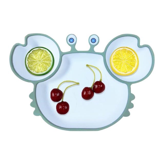 Platos para bebés Yotijar cangrejo lindo antideslizante verde