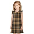 thumbnail image 1 of Balery khaki coffee plaid Camisón de princesa para niñas, pijama de algodón con mangas abullonadas, suave y bonito.-X-Large, 1 of 6