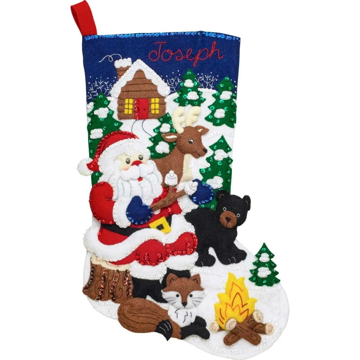 Bucilla Santa’s Black Bear Cabin 18 in Felt Applique Stocking Kit