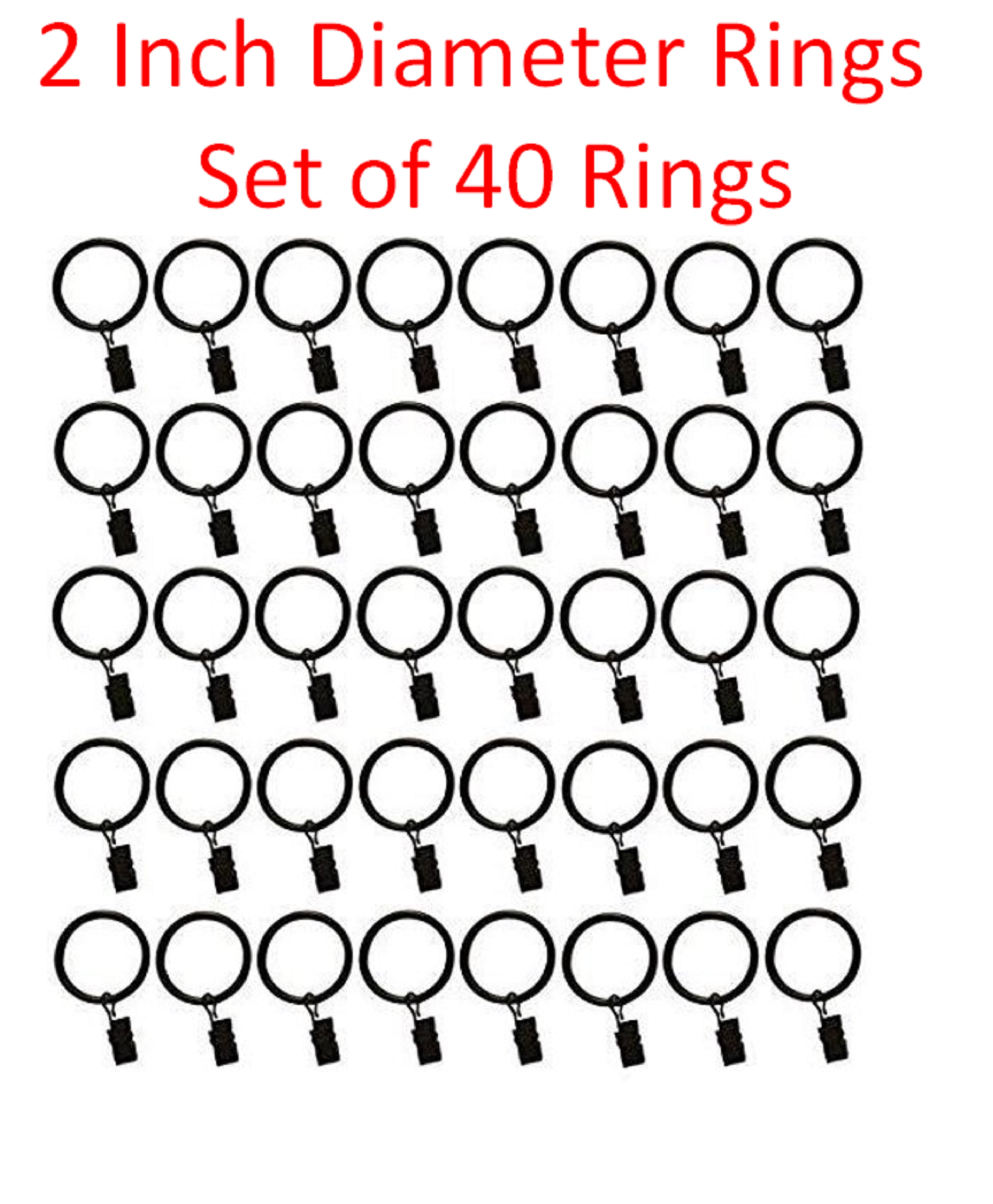 Black for sale online Tejatan Set of 40 1.5-inch Metal Curtain Rings With Clips and Eyelets 