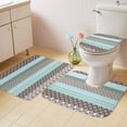 thumbnail image 2 of Boho Geometric Bath Mat 3 Piece Bathroom Rug Set, Turquoise Green Brown Tribal Stripes Non Slip Bath Rug Contour Mat and Toilet Lid Cover, Absorbent Shower Mats Soft Bath Rugs and Mats Sets, 2 of 8
