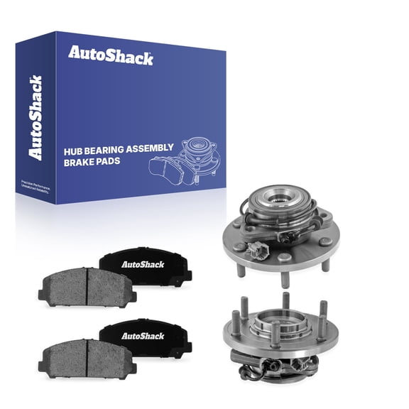 AutoShack Front Ceramic Brake Pads & Hub Bearing Assemblies for Nissan & INFINITI, TITAN 2008-2010 Armada 2008-2011 QX56 2008-2010, 4WD RWD V8 5.6L - 6-Lug, with ABS