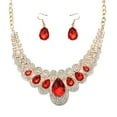 thumbnail image 4 of MesaSe 2Pcs Teardrop Rhinestone Statement Bib Necklace  Earrings Bridal Jewelry Gift, 4 of 6