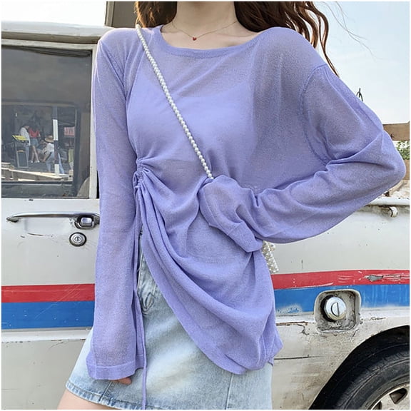 Xuyuer Sun Protection Women's Basic Skins Long-Sleeve Rashguard Lightweight Drawstring Top 2026
