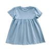 DHFJKG Dresses Girls Summer Casual Dress Short Sleeve O-Neck Solid Color Elastic Waist For Toddler To Kids Age 2-11 Lightweight Breathable Daily Wear Cute Sundress